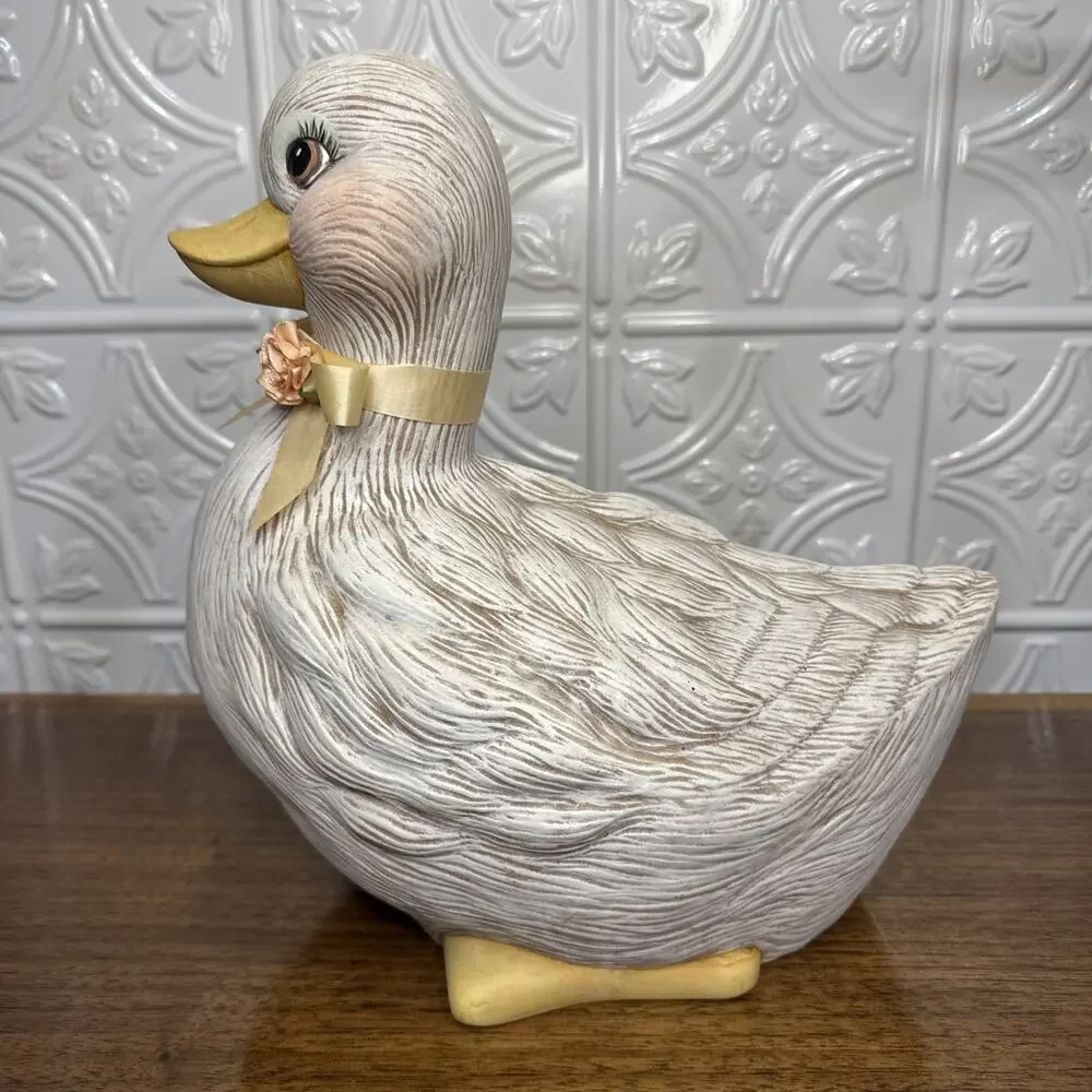 Vtg Dona Ceramic Painted Duck Duckling Mold Pink Farmhouse Country Core Large